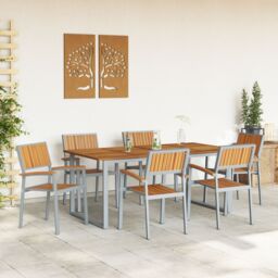 Berkfield Home Garden Dining Set Set of 7 Light grey Aluminium Durable - thumbnail 4