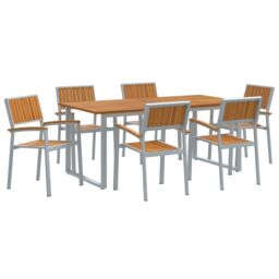 Berkfield Home Garden Dining Set Set of 7 Light grey Aluminium Durable - thumbnail 2