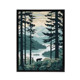 "Artery8 Great Bear Rainforest Coastal Landscape Framed Canvas Wall Art Print in Blue - Size: W12"" x H16""" - thumbnail 1