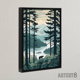 "Artery8 Great Bear Rainforest Coastal Landscape Framed Canvas Wall Art Print in Blue - Size: W12"" x H16""" - thumbnail 2