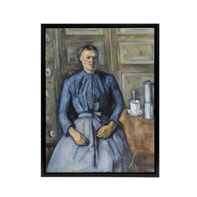 "Artery8 Woman with a Coffeepot Portrait Paul Cezanne Framed Canvas Wall Art - Size: W12"" x H16""" - image 1