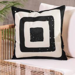 icon Cushion 43x43 Kyoto Fabric, Target Mono in Black - thumbnail 1