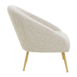 Orsina Luxury Velvet Occasional Chair, Comfortably Fashionable Gold Accented Chair in White - thumbnail 3