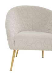 Orsina Luxury Velvet Occasional Chair, Comfortably Fashionable Gold Accented Chair in White - thumbnail 5