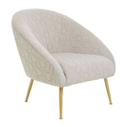 Orsina Luxury Velvet Occasional Chair, Comfortably Fashionable Gold Accented Chair in White - thumbnail 2