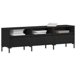 Berkfield Home TV Cabinet Black Oak 150x30x44, 5 cm Engineered Wood - thumbnail 1