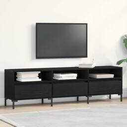 Berkfield Home TV Cabinet Black Oak 150x30x44, 5 cm Engineered Wood - thumbnail 2