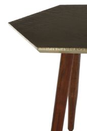 Orsina Textured Hexagonal Wooden Side Table, Sheesham Wood Settee Side Table, Bedside Table With Rubber Tipped Legs in Brown - thumbnail 5