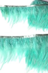Neel Blue 2 Metres Rooster Feather, Hackle Feather Fringe for Sewing, Dress Trim in Turquoise - thumbnail 5