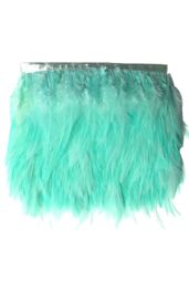 Neel Blue 2 Metres Rooster Feather, Hackle Feather Fringe for Sewing, Dress Trim in Turquoise - thumbnail 2