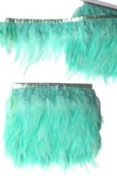 Neel Blue 2 Metres Rooster Feather, Hackle Feather Fringe for Sewing, Dress Trim in Turquoise - thumbnail 4
