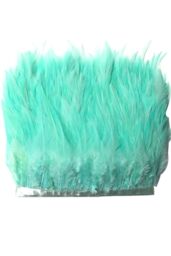 Neel Blue 2 Metres Rooster Feather, Hackle Feather Fringe for Sewing, Dress Trim in Turquoise - thumbnail 1
