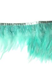 Neel Blue 2 Metres Rooster Feather, Hackle Feather Fringe for Sewing, Dress Trim in Turquoise - thumbnail 3