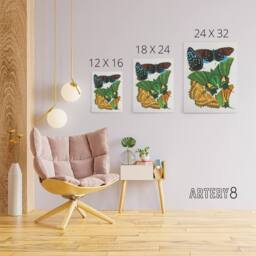"Artery8 Vintage Vibrant Butterflies Papillons Canvas Wall Art Print Seguy - Size: W24"" x H32""" - thumbnail 4