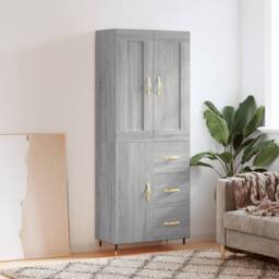 Berkfield Home Highboard Grey Sonoma 69.5x34x180 cm Engineered Wood - thumbnail 2