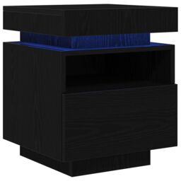 Berkfield Home Bedside Cabinet with LED Lights 2 pcs Black Oak 40x39x48, 5 cm - thumbnail 2