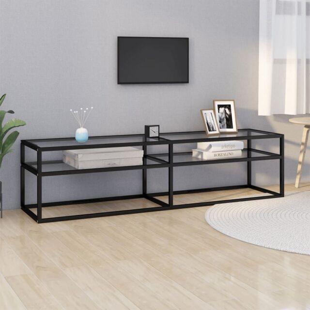 Berkfield Home TV Cabinet Transparent 160x40x40.5 cm Tempered Glass in Clear - image 1