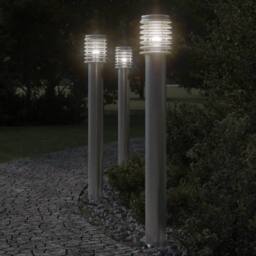 Berkfield Home Outdoor Floor Lamp Silver 110cm Stainless Steel - thumbnail 1