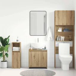 Berkfield Home Bathroom Sink Cabinet Artisan Oak 60x33x60 cm Engineered Wood in Brown - Size: 60 x 33 x 60 cm - thumbnail 4