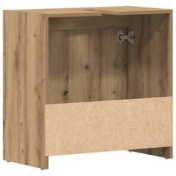 Berkfield Home Bathroom Sink Cabinet Artisan Oak 60x33x60 cm Engineered Wood in Brown - Size: 60 x 33 x 60 cm - thumbnail 8
