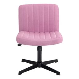 EONLION Pink Fabric Office Chair, Armless 360 Swivel Mid-Back Task Chair - thumbnail 6