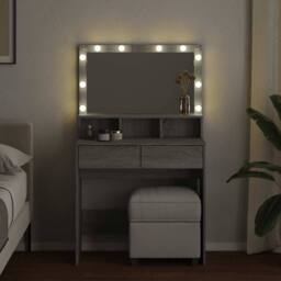 Berkfield Home Dressing Table with LED Grey Sonoma 80x41x134.5 cm - thumbnail 3