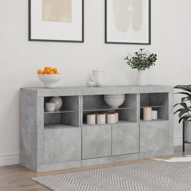 Berkfield Home Sideboard with LED Lights Concrete Grey 142.5x37x67 cm - image 1
