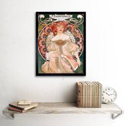 "Wee Blue Coo Alphonse Mucha Champenois Old Master Painting 12x16"" Framed Art Print in Green - Size: W12"" x H16""" - thumbnail 2
