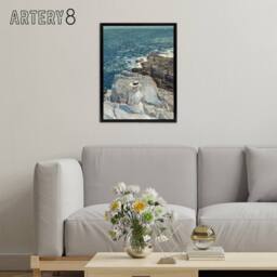 "Artery8 South Ledges Rocky Coastal Landscape Hassam Framed Canvas Wall Art - Size: W12"" x H16""" - thumbnail 3
