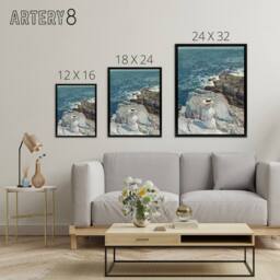 "Artery8 South Ledges Rocky Coastal Landscape Hassam Framed Canvas Wall Art - Size: W12"" x H16""" - thumbnail 4