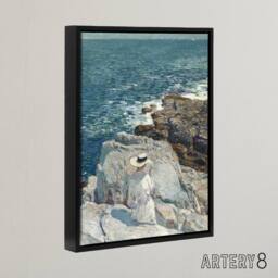 "Artery8 South Ledges Rocky Coastal Landscape Hassam Framed Canvas Wall Art - Size: W12"" x H16""" - thumbnail 2