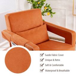 Kelvenix Modern Accent Sofa Chair w/ Ottoman Upholstered in Orange - Size: 0.6m2 - thumbnail 5