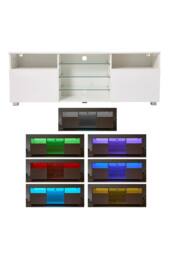 Living and Home TV Stand with RGB LED Ligh in White - thumbnail 4