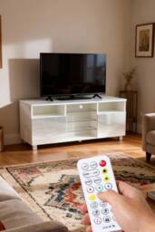 Living and Home TV Stand with RGB LED Ligh in White - thumbnail 1