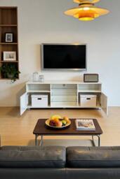 Living and Home TV Stand with RGB LED Ligh in White - thumbnail 3
