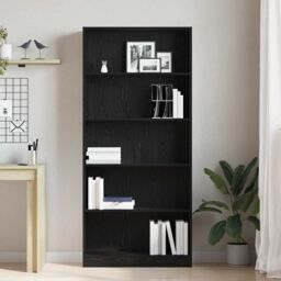 Berkfield Home Bookcase Black Oak 80x24x176 cm Engineered Wood in Brown - Size: 80 x 24 x 176 cm - thumbnail 3