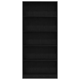 Berkfield Home Bookcase Black Oak 80x24x176 cm Engineered Wood in Brown - Size: 80 x 24 x 176 cm - thumbnail 5
