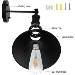 Havendro Vintage Industrial Wall Light Metal Brushed Adjustable Wall in Black - thumbnail 3