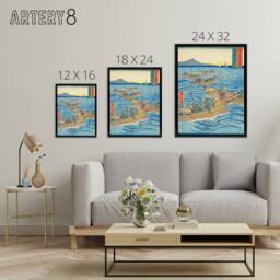 "Artery8 Tosa Province Bonito Fishing Framed Canvas Japanese Wall Art Print in Blue - Size: W12"" x H16""" - thumbnail 4
