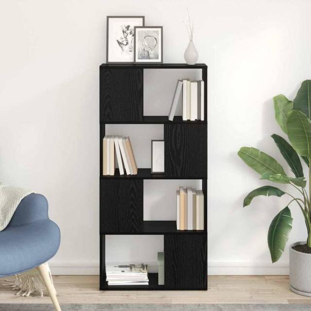 Berkfield Home Bookshelf Black oak Engineered wood 60 x 24 x 124 cm - image 1