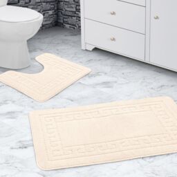 Velosso Greek Key Bathmat Set - Antislip in Cream