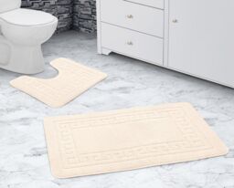 Velosso Greek Key Bathmat Set - Antislip in Cream - thumbnail 3