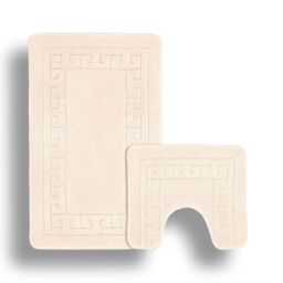 Velosso Greek Key Bathmat Set - Antislip in Cream - thumbnail 2