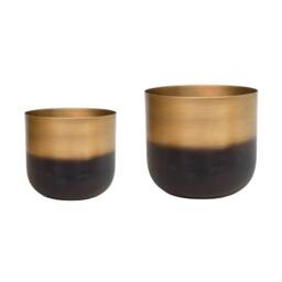 Ivyline Oscar Two Tone Gold Metal Plant Pot Set of 2 - thumbnail 4