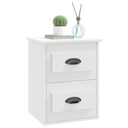 Berkfield Home Wall-mounted Bedside Cabinets 2 pcs White 41.5x36x53cm - Size: 41.5x36x53 cm - thumbnail 5