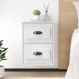 Berkfield Home Wall-mounted Bedside Cabinets 2 pcs White 41.5x36x53cm - Size: 41.5x36x53 cm - thumbnail 1