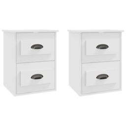 Berkfield Home Wall-mounted Bedside Cabinets 2 pcs White 41.5x36x53cm - Size: 41.5x36x53 cm - thumbnail 2