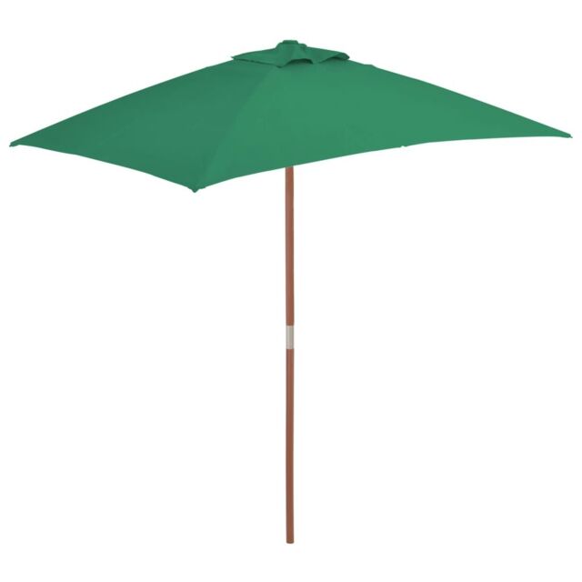 Berkfield Home Outdoor Parasol with Wooden Pole 150x200 cm Green - image 1