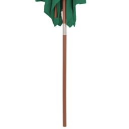 Berkfield Home Outdoor Parasol with Wooden Pole 150x200 cm Green - thumbnail 6