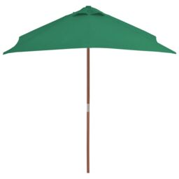 Berkfield Home Outdoor Parasol with Wooden Pole 150x200 cm Green - thumbnail 3